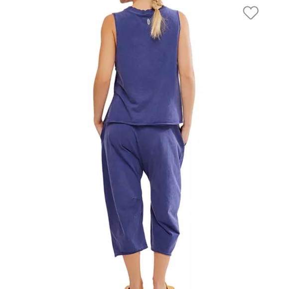 Free People Hot Shot Sleeveless Top & Pull On Pants LARGE. Color Atlantic. NWT. - Picture 3 of 7